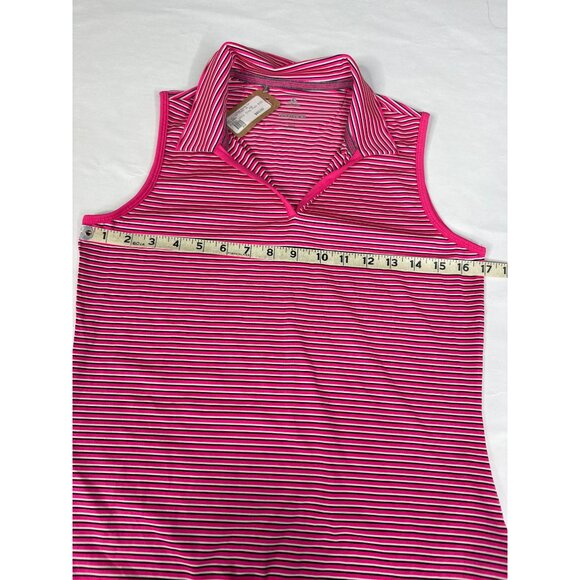 Adidas Womens Small Pink Sleeveless V Neck Stripe Golf Top Eagle Mountain New - Picture 6 of 9